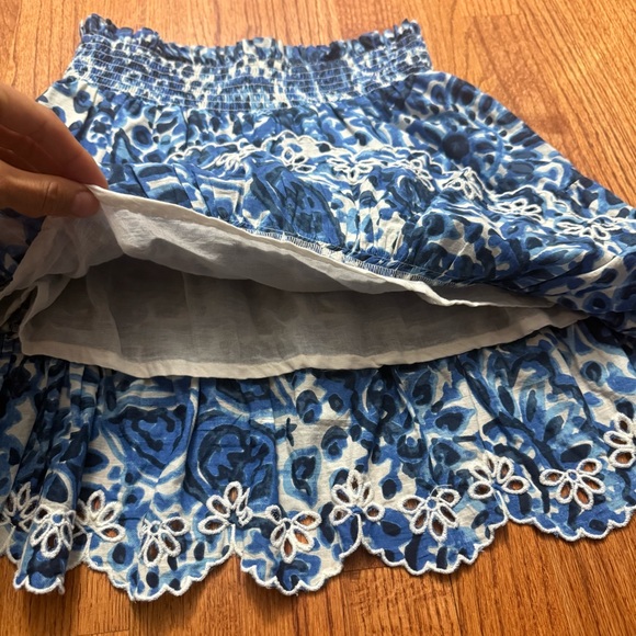 House of Harlow 1960 Melba Blue Floral Print Tiered Embroidered Skirt size S - Picture 7 of 10